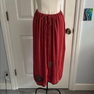 Blue Fish Redish orange patched Midi Skirt